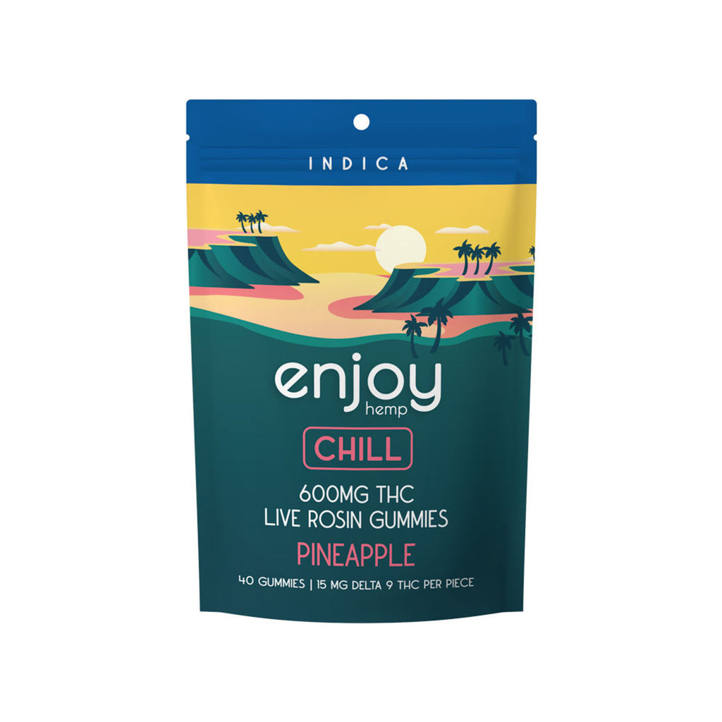 Live Rosin Delta 9 THC 600mg Gummies | Chill (Indica) - 40 gummies | 15 mg each - Pineapple