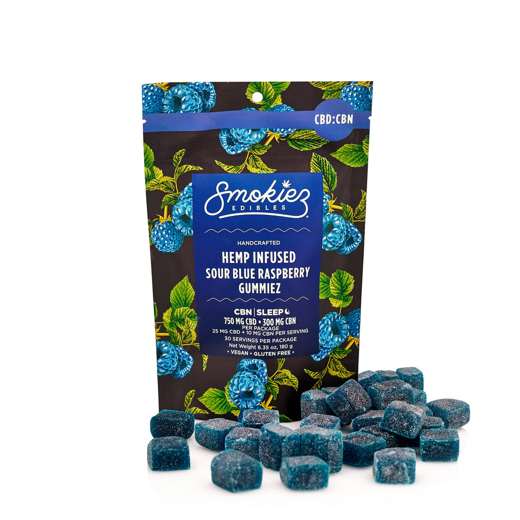 Smokiez CBD+CBN Gummies, Sour Blue Raspberry - 750mg, 30ct
